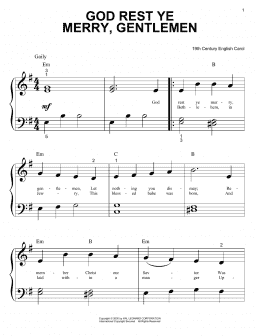 page one of God Rest Ye Merry, Gentlemen (Big Note Piano)