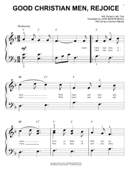 page one of Good Christian Men Rejoice (Big Note Piano)