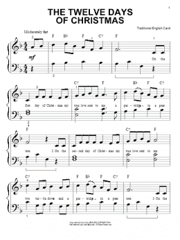 page one of The Twelve Days Of Christmas (Big Note Piano)