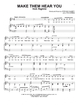 page one of Make Them Hear You (from Ragtime: The Musical) (Piano & Vocal)