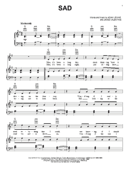 page one of Sad (Piano, Vocal & Guitar Chords (Right-Hand Melody))