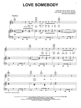 page one of Love Somebody (Piano, Vocal & Guitar Chords (Right-Hand Melody))