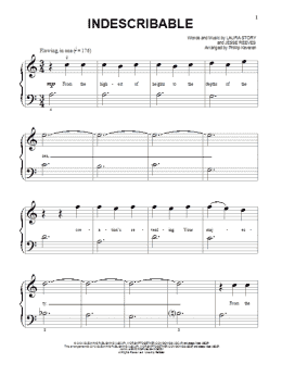 page one of Indescribable (Beginning Piano Solo)