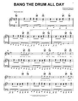 page one of Bang The Drum All Day (Piano, Vocal & Guitar Chords (Right-Hand Melody))