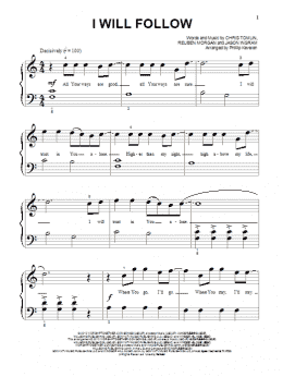 page one of I Will Follow (Beginning Piano Solo)