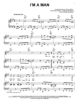 page one of I'm A Man (Piano, Vocal & Guitar Chords (Right-Hand Melody))