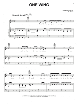 page one of One Wing (Piano, Vocal & Guitar Chords (Right-Hand Melody))