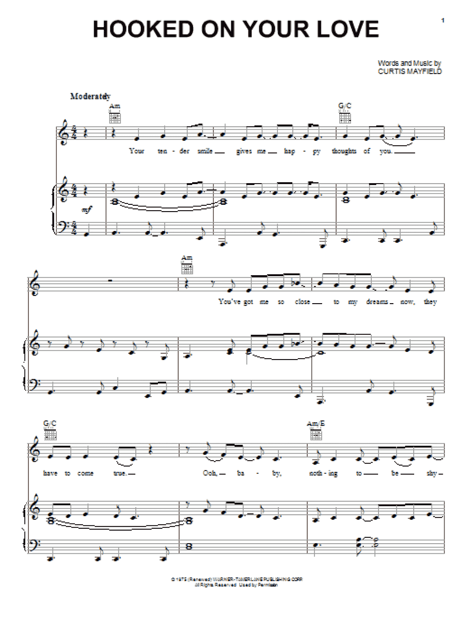 Hooked On Your Love (Piano, Vocal & Guitar Chords (Right-Hand Melody))
