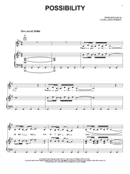 page one of Possibility (Piano, Vocal & Guitar Chords (Right-Hand Melody))