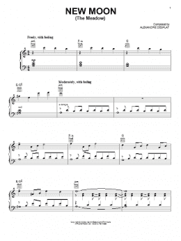 page one of New Moon (The Meadow) (Piano, Vocal & Guitar Chords (Right-Hand Melody))