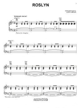 page one of Rosyln (Piano, Vocal & Guitar Chords (Right-Hand Melody))
