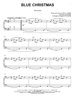 page one of Blue Christmas (Piano Duet)