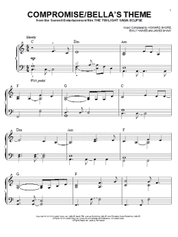 page one of Compromise/Bella's Theme (Easy Piano)