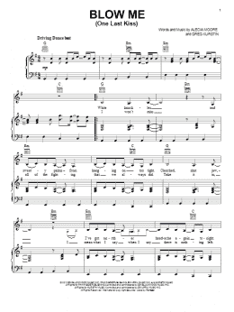 page one of Blow Me (One Last Kiss) (Piano, Vocal & Guitar Chords (Right-Hand Melody))