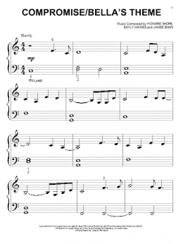 page one of Compromise/Bella's Theme (Big Note Piano)
