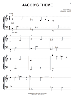 page one of Jacob's Theme (Big Note Piano)