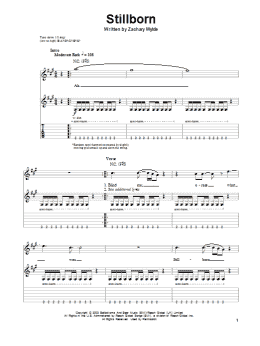 page one of Stillborn (Guitar Tab (Single Guitar))
