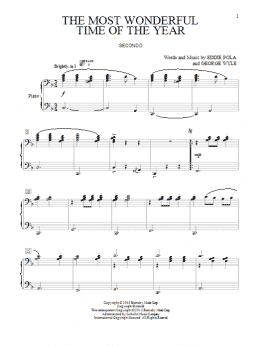 page one of The Most Wonderful Time Of The Year (Piano Duet)