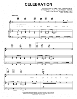 page one of Celebration (Piano, Vocal & Guitar Chords (Right-Hand Melody))