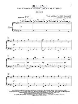 page one of Believe (from The Polar Express) (Piano Duet)