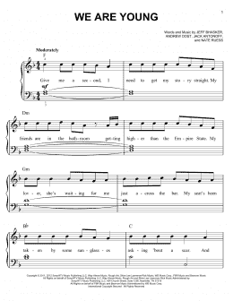 page one of We Are Young (Easy Piano)