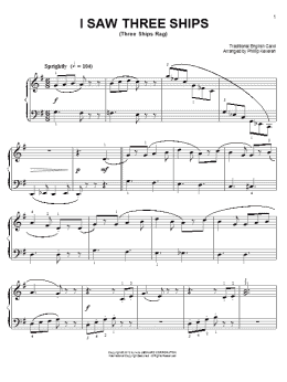 page one of I Saw Three Ships [Ragtime version] (arr. Phillip Keveren) (Easy Piano)