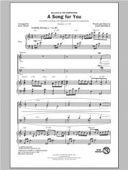page one of A Song For You (arr. Mac Huff) (SATB Choir)