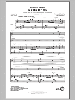 page one of A Song For You (arr. Mac Huff) (SAB Choir)