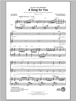 page one of A Song For You (arr. Mac Huff) (SSA Choir)