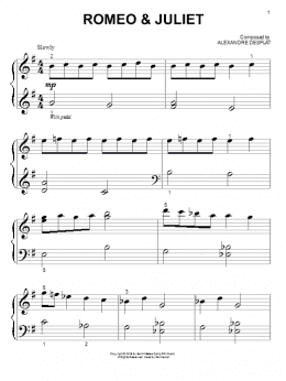 page one of Romeo & Juliet (from The Twilight Saga: New Moon) (Big Note Piano)