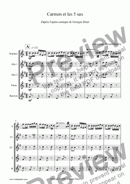 page one of Bizet - Carmen et les 5 sax (Sax quintet)
