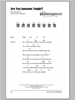 page one of Are You Lonesome Tonight? (Guitar Chords/Lyrics)