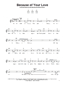 page one of Because Of Your Love (Easy Guitar)