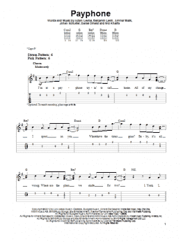 page one of Payphone (Easy Guitar Tab)
