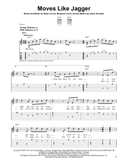 page one of Moves Like Jagger (Easy Guitar Tab)