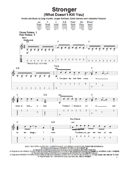 page one of Stronger (What Doesn't Kill You) (Easy Guitar Tab)