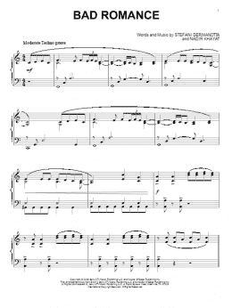 page one of Bad Romance (Piano Solo)