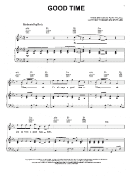 page one of Good Time (Piano, Vocal & Guitar Chords (Right-Hand Melody))