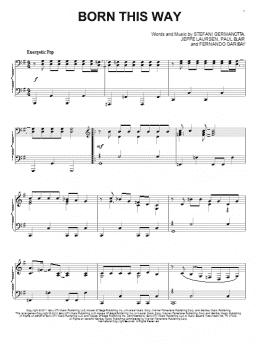 page one of Born This Way (Piano Solo)