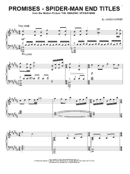 page one of Promises (from The Amazing Spider-Man End Titles) (Piano Solo)