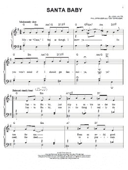 page one of Santa Baby (Piano, Vocal & Guitar Chords (Right-Hand Melody))