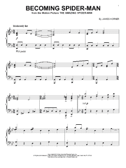 page one of Becoming Spider-Man (from The Amazing Spider-Man) (Piano Solo)