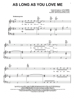 page one of As Long As You Love Me (Piano, Vocal & Guitar Chords (Right-Hand Melody))