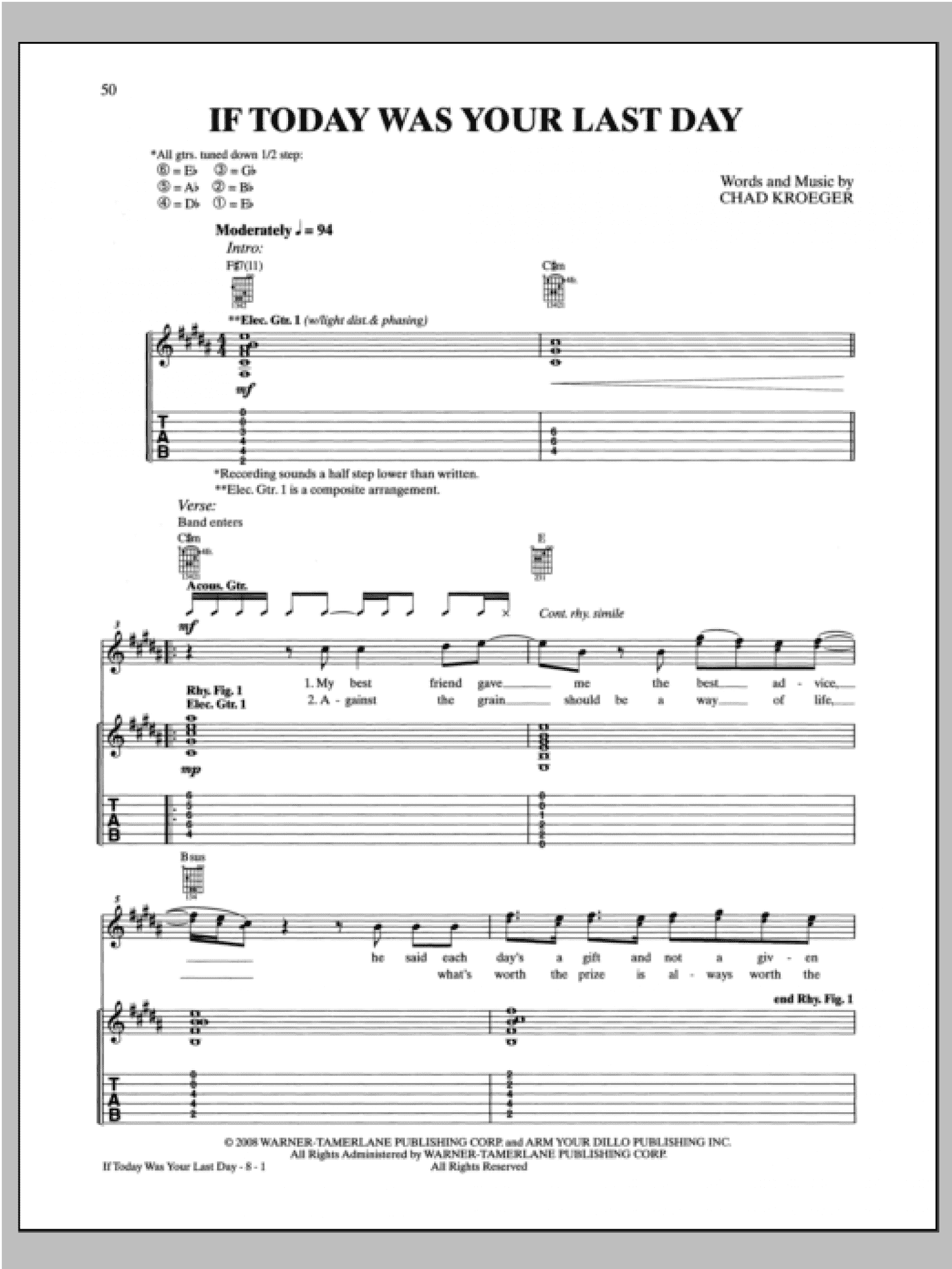 If Today Was Your Last Day (Guitar Tab)