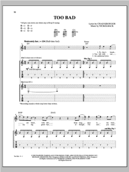 page one of Too Bad (Guitar Tab)