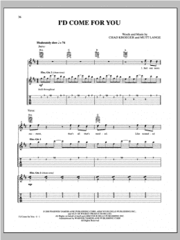page one of I'd Come For You (Guitar Tab)