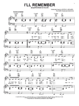 page one of I'll Remember (Piano, Vocal & Guitar Chords (Right-Hand Melody))
