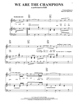 page one of We Are The Champions (Piano, Vocal & Guitar Chords (Right-Hand Melody))