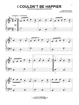 page one of I Couldn't Be Happier (from Wicked) (Beginning Piano Solo)