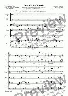 page one of Be A Faithful Witness (SATB+Pno.+3 Instruments)